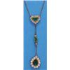 Image 1 : An Edwardian emerald and diamond pendant necklace, designed as a millegrain-set emerald and diamo...