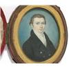 Image 1 : Early 19th C. English School watercolour on ivory miniature, Portrait of a gentleman with cravat...