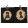 Image 1 : 19th C. English school pair of painted silhouettes, Portraits of a lady and gentleman, Ovals, 3.5...