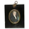 Image 1 : 19th C. English School watercolour on ivory, Portrait of a young man, Oval, 2.5 x 2 ins....