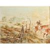 Image 1 : M. J. Reschke oil on board, Cowboy herding cattle, signed, 6 x 8 ins....
