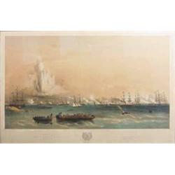 Picken after Brierly two coloured lithographs, Combined Attack Of and Destruction Of Bomarsund, 1...