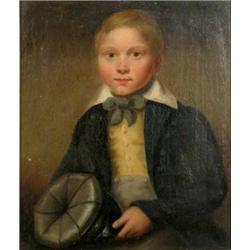 Early 19th C. English school oil on canvas, Half length portrait of a boy, 14 x 11 ins....