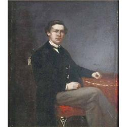 Mayer oil on board, Portrait of a seated gentleman, signed and dated 1872, 7.5 x 6.5 ins....