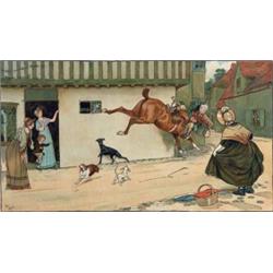 Cecil Aldin pair of colour prints, 'Good Morning Mrs Flanagan' & 'Good Morning Squire Brown', 8.5...