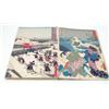 Image 1 : Japanese School album of woodblock prints, Tritychs depicting figures and landscapes, 22 double s...