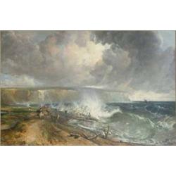 Alfred Clint (1807-1883) oil on canvas, Coastal landscape, signed and dated 1873, 24 x 36 ins....