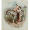 Image 1 : After Birkett Foster watercolour, Mother and child riding a donkey, monogrammed, 4.5 x 4 ins....