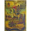 Image 1 : Greek School oil on wooden panel, Icon depicting St George and the Dragon, inscribed and dated 18...