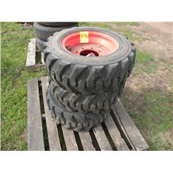 Qty 3 skidloader tires on rims