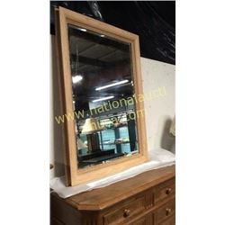 Oak Frame Beveled Mirror 39 x 54