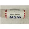 Image 1 : $25 ROLL OF 2007 JAMES MADISON PRESIDENTIAL $'S