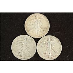 1943,45 & 1946 WALKING LIBERTY HALF DOLLARS