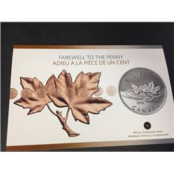2012 Royal Canada Mint Farewell to the Penny .9999 Silver $20.00 Coin with Package