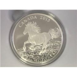 Royal Canadian Mint 2015 wild horse series .9999 Silver, $100.00 Coin, mint sealed