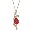 Image 1 : 0.81 ctw Fire Opal and Diamond Pendant - 14KT Yellow Gold