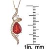 Image 3 : 0.81 ctw Fire Opal and Diamond Pendant - 14KT Yellow Gold