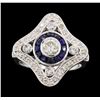 Image 2 : 0.76 ctw Diamond Ring And Sapphire Ring- 18KT White Gold
