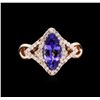 Image 2 : 2.13 ctw Tanzanite and Diamond Ring - 14KT Rose Gold