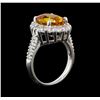 Image 4 : 3.00 ctw Citrine and Diamond Ring - 14KT White Gold