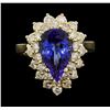 Image 2 : 3.15 ctw Tanzanite and Diamond Ring - 14KT Yellow Gold