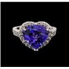 Image 2 : 14KT White Gold 5.91 ctw Tanzanite and Diamond Ring