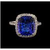 Image 2 : 5.30 ctw Tanzanite and Diamond Ring - 14KT White Gold