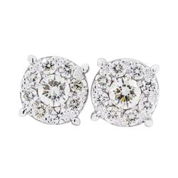 0.90 ctw Diamond Earrings - 14KT White Gold