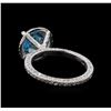 Image 3 : 4.23 ctw Blue Zircon and Diamond Ring - 14KT White Gold