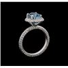 Image 4 : 4.23 ctw Blue Zircon and Diamond Ring - 14KT White Gold