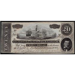 1864 $20 Confederate States of America Note