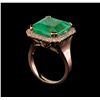 Image 4 : 11.44 ctw Emerald and Diamond Ring - 14KT Rose Gold