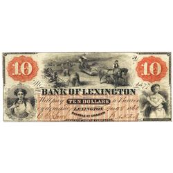 1860 $10 Bank of Lexington, NC Obsolete Bank Note