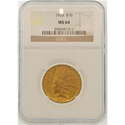 1926 $10 Indian Head Eagle Gold Coin NGC MS64