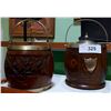 Image 1 : TWO VINTAGE WOODEN BISCUIT BARRELS