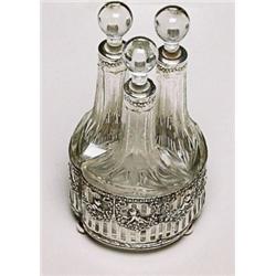 A German Export Silver Three Bottle Cruet