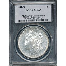 U.S. 1881-S Morgan Dollar PCGS MS62 McClaren Collection II