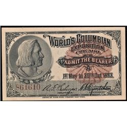 1893 Columbian Expo Columbus Vignette Ticket #B61610