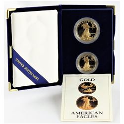 1987-W & P 1 oz & 1/2 oz American Gold Eagle Proofs with Original Box and COA