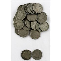 U.S. Lot of (25) Liberty "V" Nickels Featuring Mixed Dates