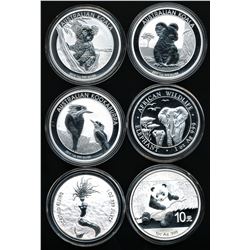 Lot of (6) 1 oz Silver Rounds From Around the World