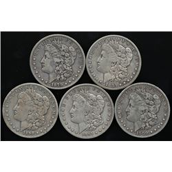 U.S. Lot of (5) Morgan Silver Dollars