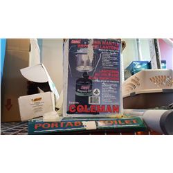COLEMAN LANTERN AND PORTABLE TOILET