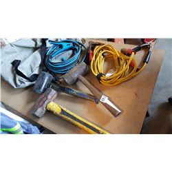 SLEDGE HAMMERS AND JUMPER CABLES