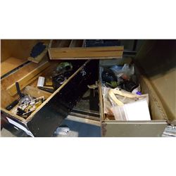 RC PARTS WOOD TOOLBOX AND TOOLBOX WITH CONTENTS