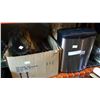 Image 1 : BOX OF DVDS, TORSO BOTTLES, METAL BOX, GARBAGE CAN ETC.