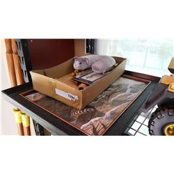 BOX OF CAT DECOR AND PRINTS