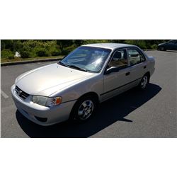 2001 TOYOTA COROLLA 4 DOOR SEDAN, AUTOMATIC, 276879KM, WITH KEYS AND REGISTRATION