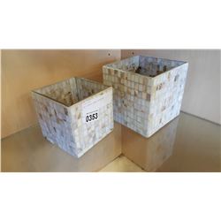 TWO LEADED GLASS PLANTERS