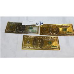 3 GOLD FOIL US NOTES